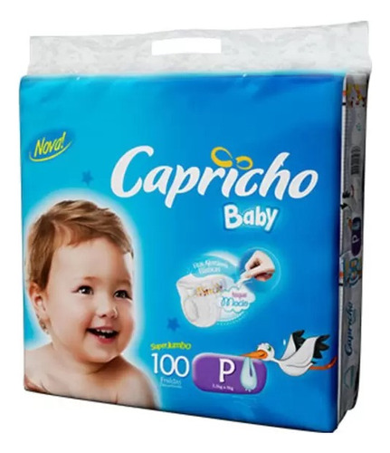 Fralda Caprich Baby P/100 M/90 G/80 Xg/70 Xxg/56 