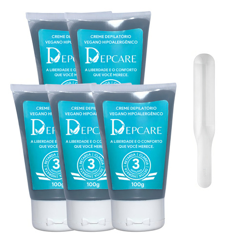 Depcare Kit 5 Uni Com Frete Grátis e Espátula Creme Depilatório Vegano