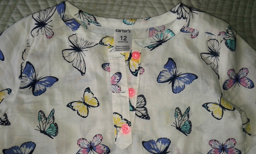 Camisa Carters Niña Diseño Mariposas Para 12 Meses Sin Uso!!