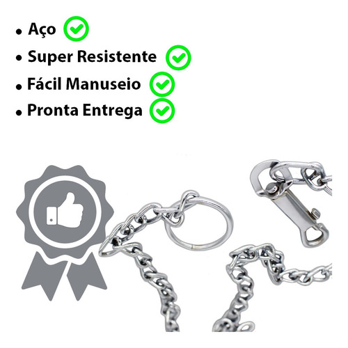Imagem 3 de 7 de Coleira Cachorros Corrente Guia Cães Dog Pet Resistente 1,5m
