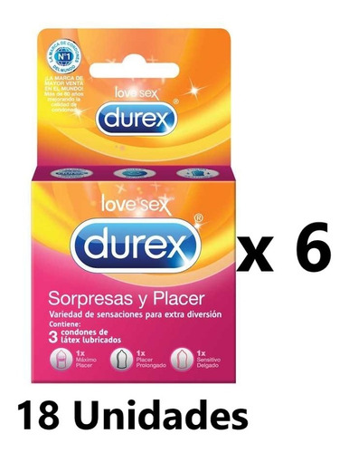 Durex Sorpresas Y Placer Pack De 18 Condones Preservativos