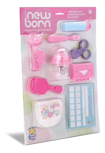 Acessórios Boneca reborn mamadeira chupeta divertoys 9 PÇS