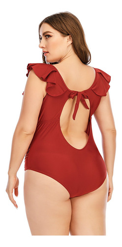 Traje De Baño Liso Casual De Talla Grande For Mujer Bikini