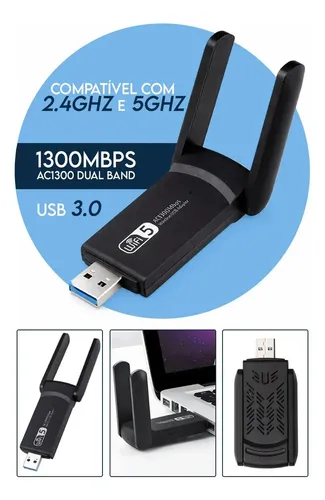 Adaptador USB Wifi Dual Band 1300mbps Davely Antena Externa Mu-mimo USB 3.0 Chip Realtek Rtl8812bu 2.4ghz 5ghz Alta Velocidade para Pc Notebook Windows 10 11 Linux Macos — R$ 39,90 em Mercado Livre, 49% OFF