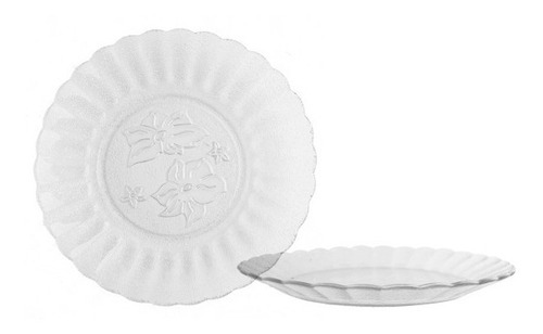 Plato Postre Durax Orquidea Vidrio Resistente 19 Cm Caja X36