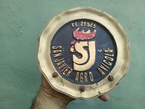 Antiguo Plato San Javier Avicola Colgar Bronce Porta Llaves (Usado)