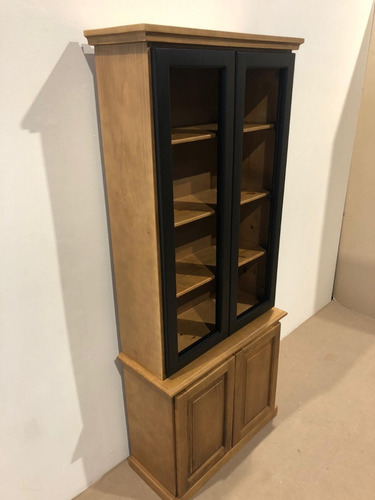 Biblioteca-cristalero-modular-aparador-mueble-madera Maciza