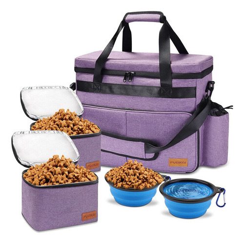 Bolso De Viaje Set 5 Piezas Mascotas Lunchera Plato Accs