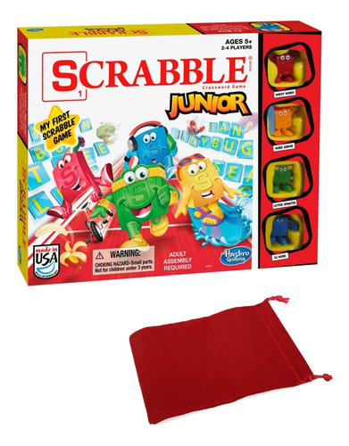 Scrabble Junior Jr - Juego De Mesa Con Bolsa De Cordón