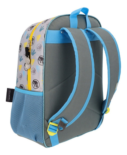 Mochila Jurasic Park Escolar Reforzada Dinosuarios Color Azul Diseño De La Tela Liso
