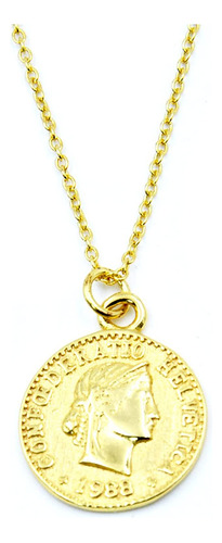 Cadena De Plata De Ley 925 Collar Joyería Moneda De Oro De E