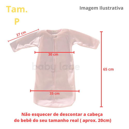 Saco Para Bebê Dormir Protegido Soft C/ Zíper E Manga Rosa P