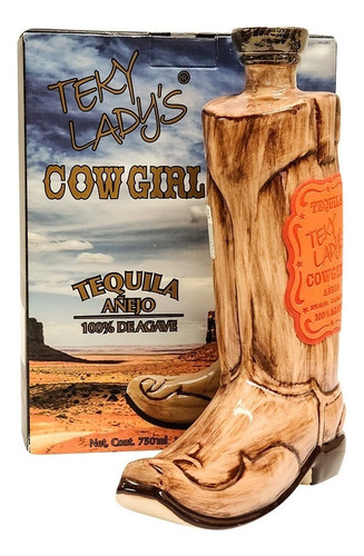 Tequila Teky Ladys Cow Girl Añejo Bota Vaquera 750ml