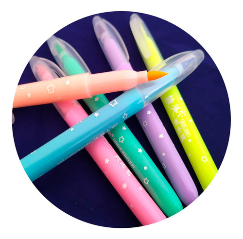 6 Marcatextos Pastel Punta Fina Resaltar Lettering Apuntes