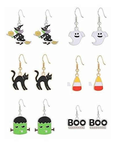 6 Pares De Pendientes Colgantes De Halloween Conjunto De Pen