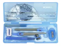 Comprar Kit Desenho Geometrico Compasso Reguas Borracha Azul