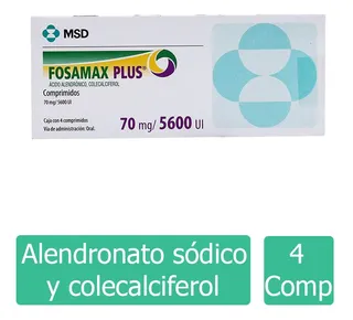 Fosamax Plus 70 Mg / 5600 Ui Caja Con 4 Comprimidos