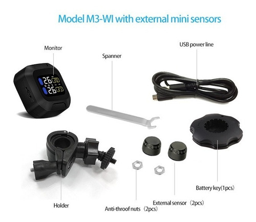 Imagen 3 de 6 de Tpms Moto Careud Sensor Presión Neumatico Wireless Externo