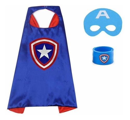 Disfraz Con 3 Piezas Capa, Antifaz Y Braz De Capitán America