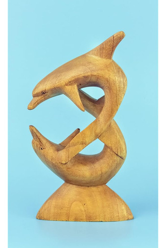 G6 Colección Madera Tallada A Mano Delfines Estatua Escultur