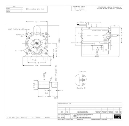 Motor Weg 0,5cv Motobomba Piscina Igui 1/2cv + Rotor + Selo