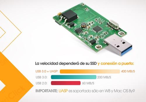 Imagen 4 de 10 de Adaptador Msata A Usb 3.0 Ssd Mini Pci-e Crea Tu Ssd Externo