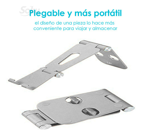 Soporte Metal Celular Tablet Pad De 4'' A 13'' Lujo Abatible Color Plata