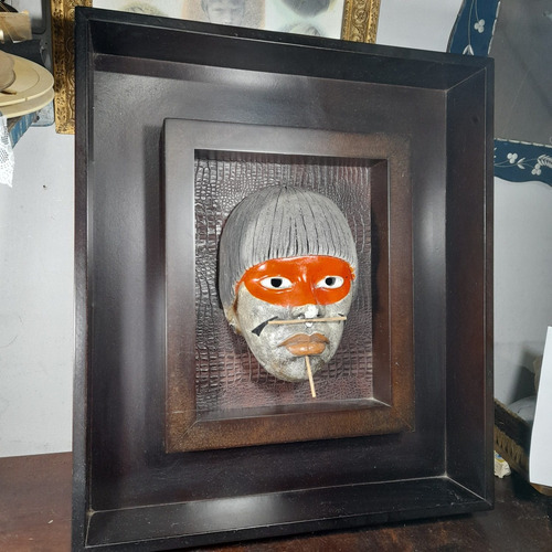 Imagem 7 de 10 de Quadro Indio Brasileiro Rosto Em Porcelana