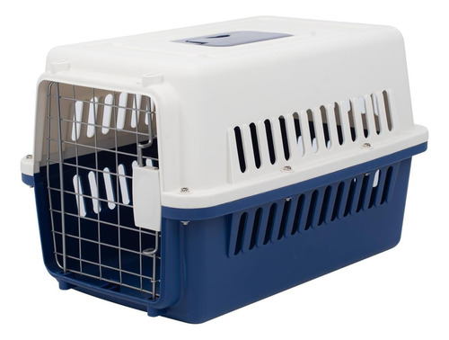 Transportadora Para Perro Kennel Jaula Mascota Mediano 61 Cm Color Azul Marino