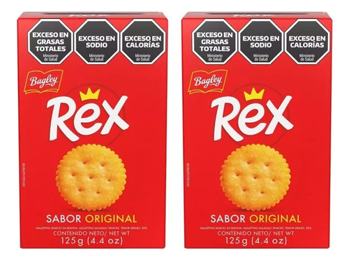 Pack X2 Galletitas Rex Sabor Original Salados Bagley 125g