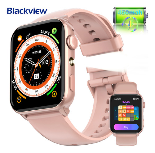 Reloj Smartwatch Hombre Smart Watch Mujer Blackview R30 Max 1.91'' Lcd, Llamadas Por Bluetooth, Smartwatches Con Luz Led Súper Brillante, Rosa