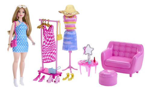 Barbie Estilista Y Closet A La Moda Muñeca Con Accesorios