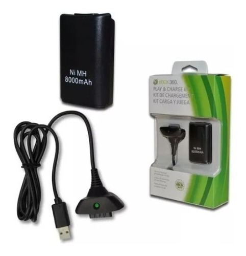 Kit Carga Y Juega Control Xbox 360 Batería 8000 Mah