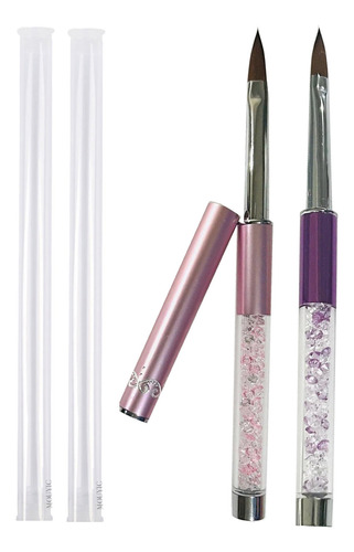 2 Pinceles Para Uñas Aplicaciones Aluminio No 8 Y 10