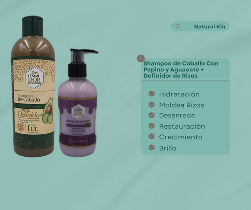 Shampoo Caballo Femme Dor Rizos 1 Litro + Definidor De Rizos