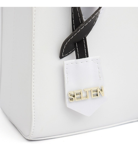 Imagem 5 de 6 de Bolsa Tiracolo Feminina Bicolor Tote New Colection Elegance