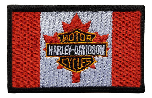 Parche Bordado Harley Davidson Con Bandera De Canada