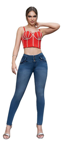 Pantalon De Mezclilla Ciclon Skinny Jeans Push Up Mujer A1