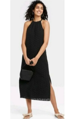 Target Vestido Largo Casual Negro Encaje Talla Grande 