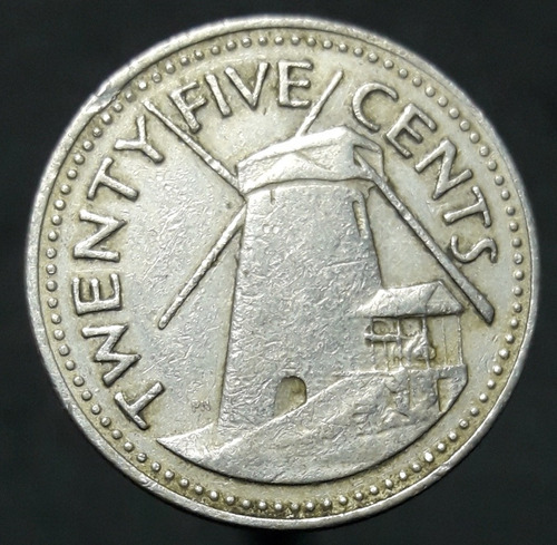 Moneda Barbados 25 Centavos 1973 