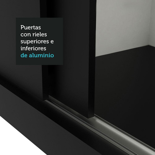 Ropero Closet Madesa 3 Puertas 3 Espejos Nn 01 Color Negro