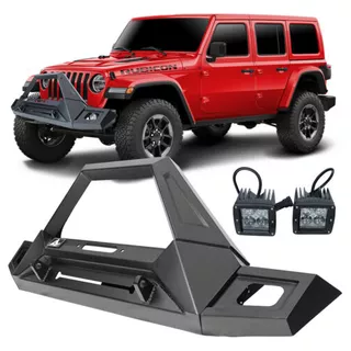 Full Width Front Bumper W/winch Plate & Led Light For 20 Yyr