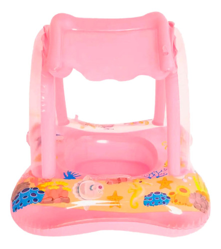 Bote Flotador Inflable Techo Rosado Niña Para Bebé Piscina