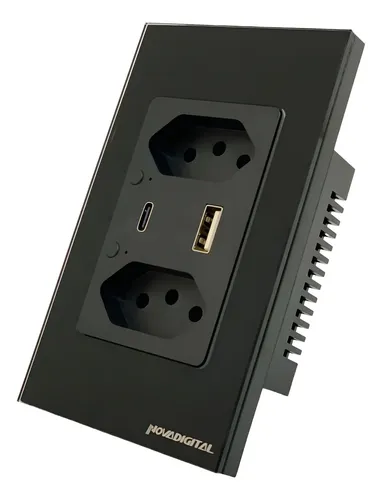 Foto real de Nova Digital Tomada Dupla Wi‑Fi + USB + USB‑C