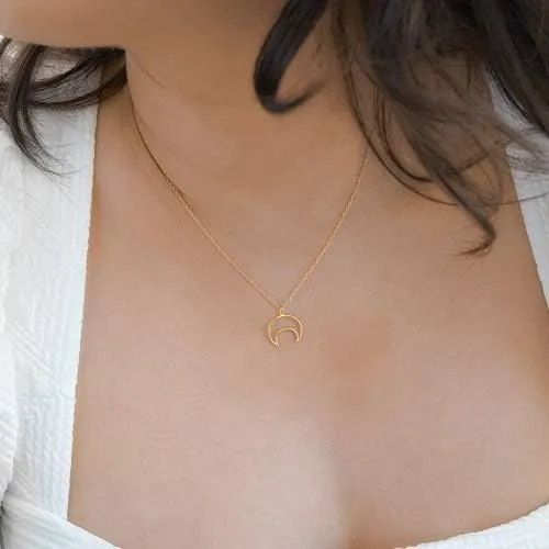 Bellaboho Collar De Luna Creciente Cadena Chapada En Oro De