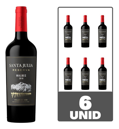 Imagen 1 de 5 de Vino Santa Julia Reserva Malbec 750 Ml Tinto Caja X 6