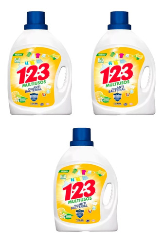 Kit De 3 Detergente Liquido Multiusos 123, 3l C/u Jabon Ropa
