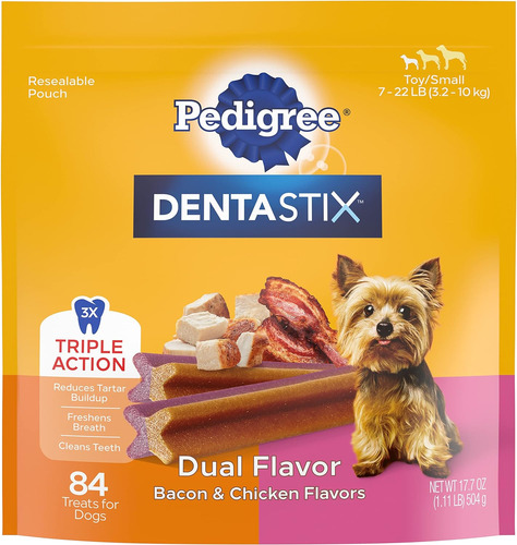 Dentastix Dual Flavor Small Dog Dental Treats, Bacon & Chick