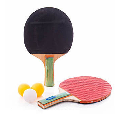 Imagem 2 de 6 de Kit Ping Pong Tênis De Mesa C/ 2 Raquete + 3 Bolinhas Combo