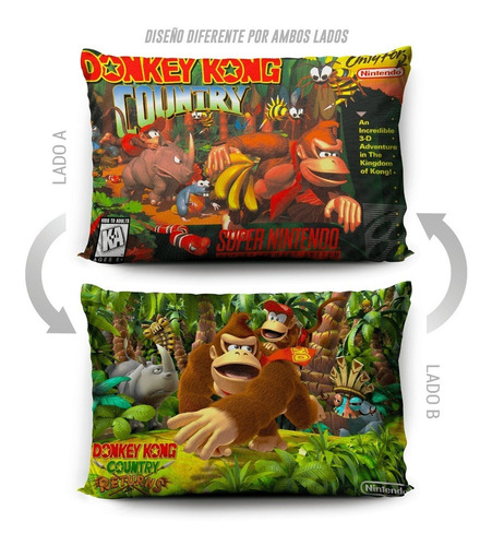 Imagen 5 de 5 de Funda De Almohada Donkey Kong Country 70x45cm Vudú Love